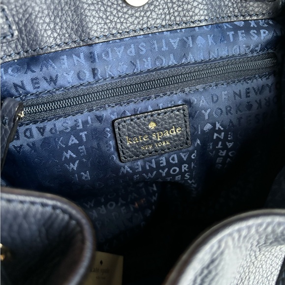 Kate Spade Navy Blue Leather Backpack - Picture 6 of 7